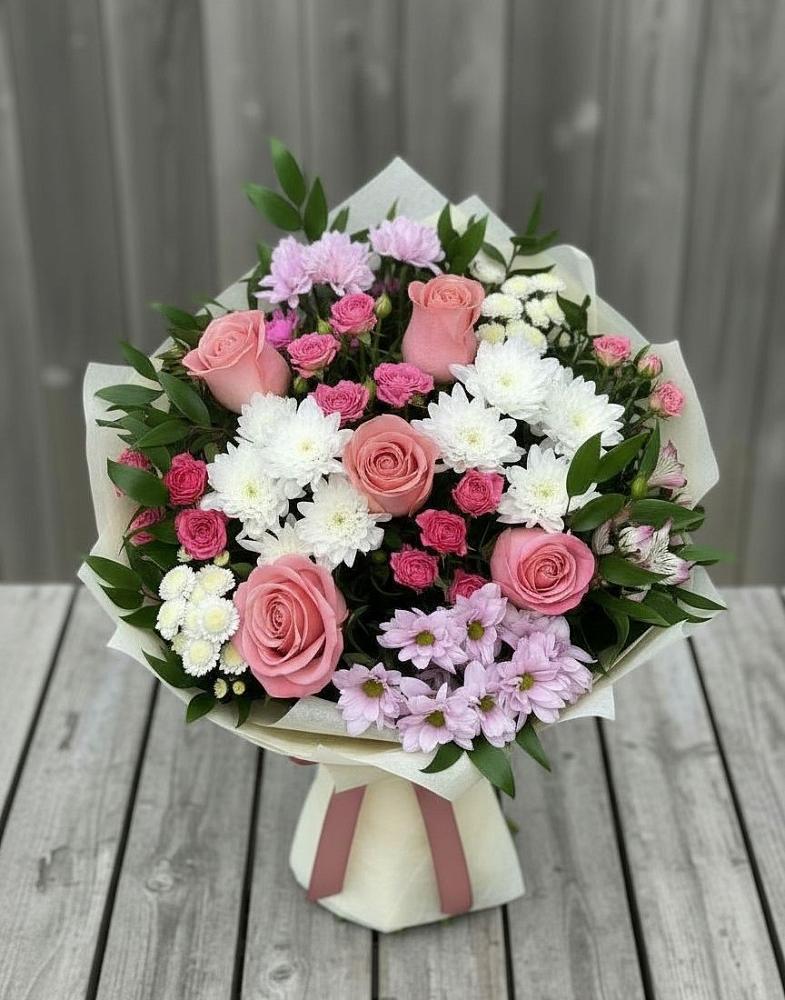 Букет цветов из: Альстромерии, Гвоздики, Розы и Хризантемы в К.Либкнехте