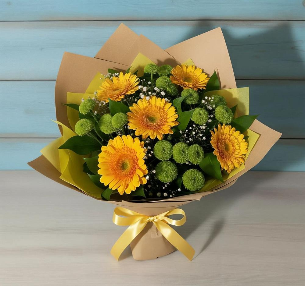Букет цветов из: Герберы и Хризантемы в К.Либкнехте