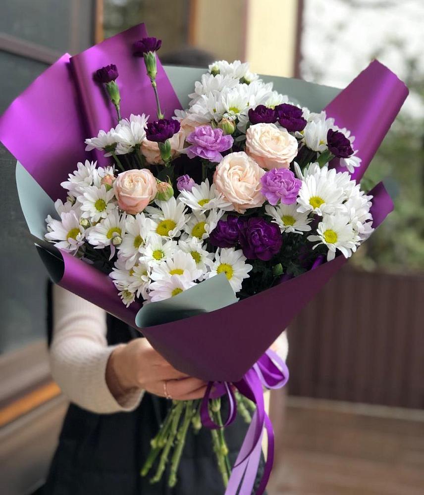 Букет цветов из: Хризантемы, Гвоздики и Розы в К.Либкнехте