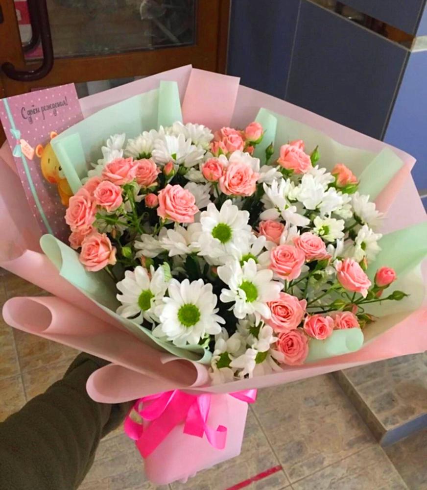 Букет цветов из: Розы и Хризантемы в К.Либкнехте