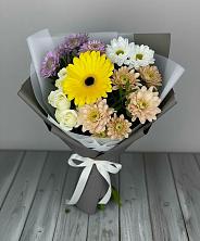 Букет цветов из:  Розы, Герберы и Хризантемы в К.Либкнехте