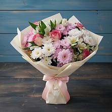 Букет цветов из:  Хризантемы, Альстромерии и Розы в К.Либкнехте