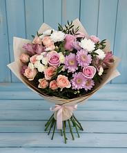 Букет цветов из:  Хризантемы, Розы и Альстромерии в К.Либкнехте